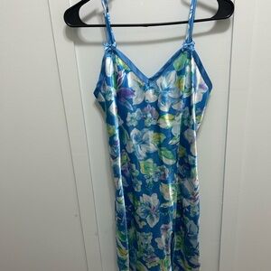 Floral Satin Slip Dress and Robe set